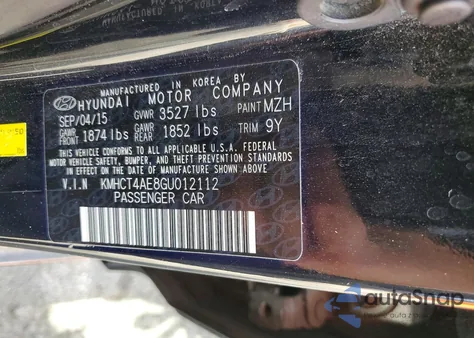 2016 Hyundai Accent Se из США, поврежденный, VIN KMHCT4AE8GU012112